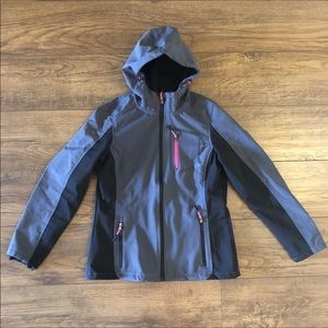 CB Sports Womens Jacket Size L Gray/Black/Pink Zippered Pockets Hooded